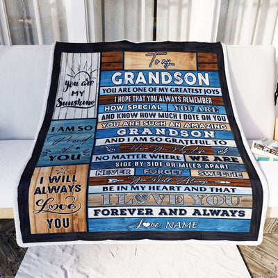 Personalized To My Grandson Blanket From Grandma Grandpa My Greatest Joys Grandson Birthday Graduation Christmas Customized Bed Fleece Throw Blanket | siriusteestore