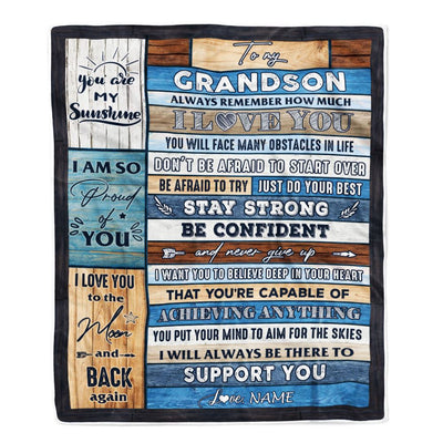 Personalized To My Grandson Blanket From Grandma Grandpa Wood How Much I Love You Granddaughter Birthday Graduation Christmas Customized Bed Fleece Blanket | siriusteestore