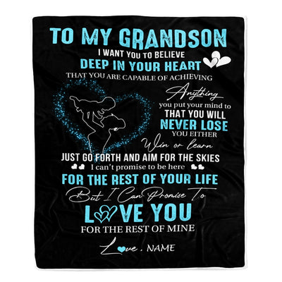 Personalized To My Grandson Blanket From Grandma Nana Promise To Love You Grandson Birthday Graduation Christmas Customized Bed Fleece Throw Blanket | siriusteestore