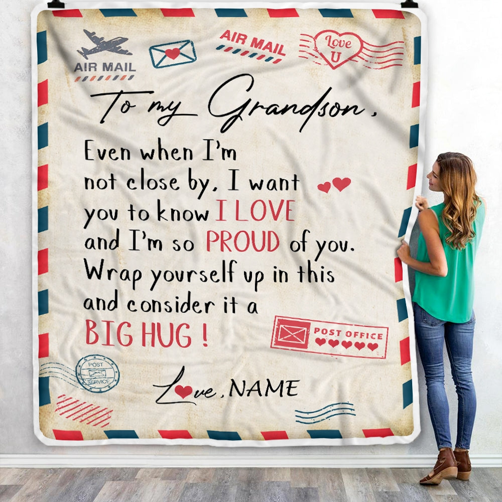 Personalized To My Grandson Blanket from Grandma Papa Proud Of You Air Siriustee