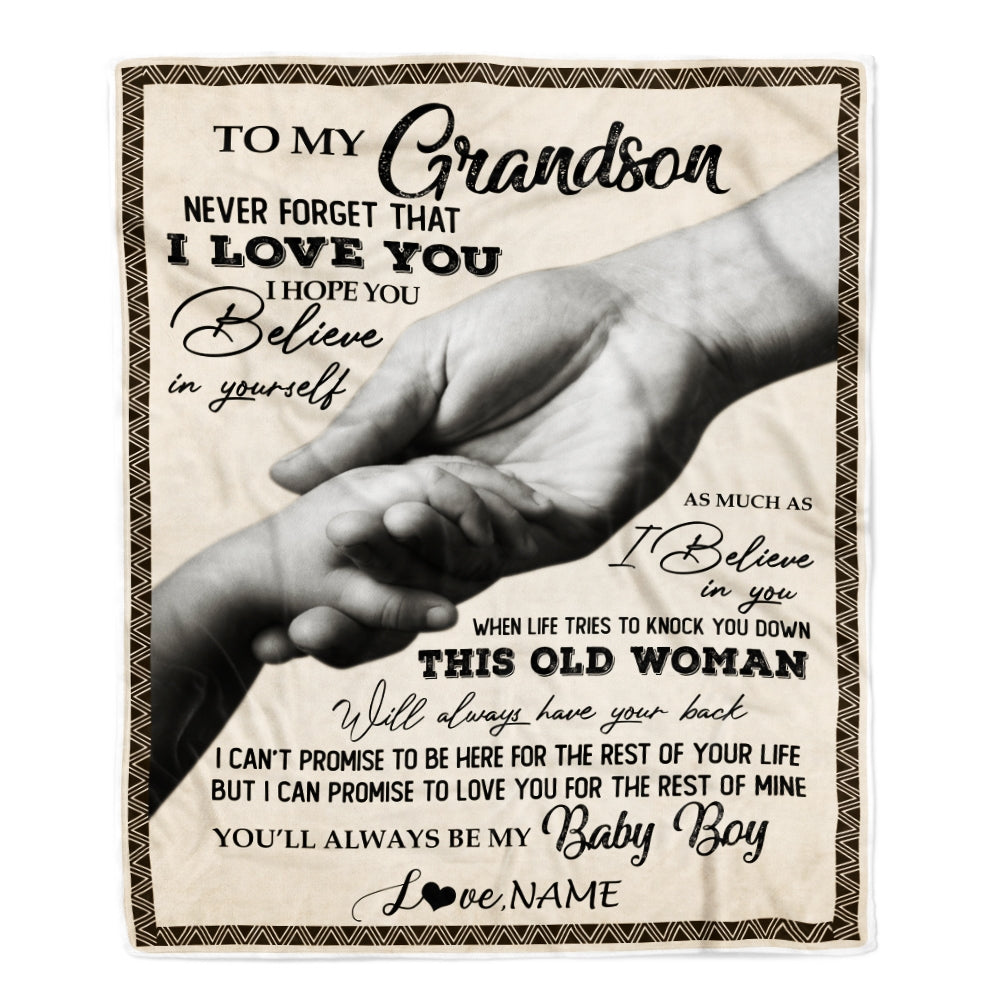 Personalized To My Grandson From Grandma Nana Never Forget That I Love You Great Birthday Thanksgiving Graduation Christmas Bed Quilt Fleece Throw Blanket | siriusteestore