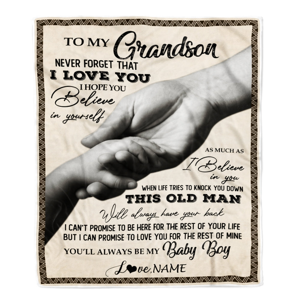 Personalized To My Grandson From Grandpa Papa Never Forget That I Love You Great Birthday Thanksgiving Graduation Christmas Bed Quilt Fleece Throw Blanket | siriusteestore