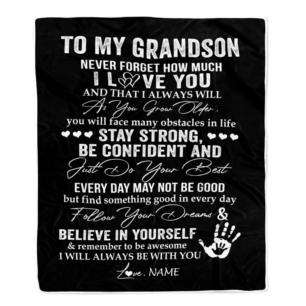 Personalized To My Grandson I Love You Forever From Grandma Grandpa Grandson Birthday Christmas Thanksgiving Graduation Customized Fleece Blanket | siriusteestore