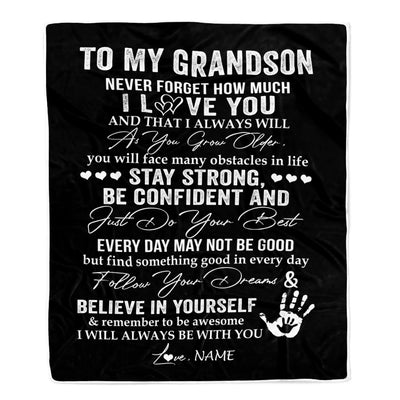 Personalized To My Grandson I Love You Forever From Grandma Grandpa Grandson Birthday Christmas Thanksgiving Graduation Customized Fleece Blanket | siriusteestore