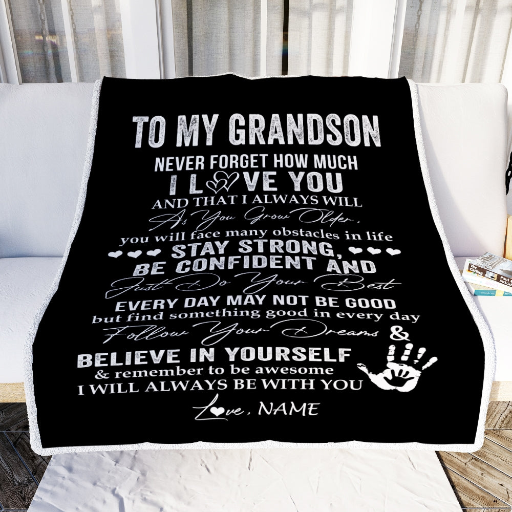 Personalized To My Grandson I Love You Forever From Grandma Grandpa Grandson Birthday Christmas Thanksgiving Graduation Customized Fleece Blanket | siriusteestore