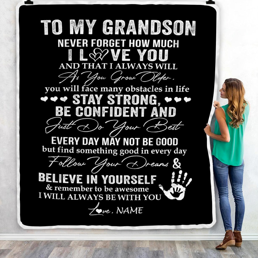 Personalized To My Grandson I Love You Forever From Grandma Grandpa Grandson Birthday Christmas Thanksgiving Graduation Customized Fleece Blanket | siriusteestore