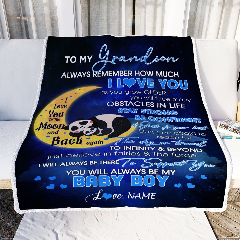 Personalized To My Grandson I Love You Forever From Mom Grandma Grandpa Grandson Birthday Christmas Thanksgiving Graduation Customized Fleece Blanket | siriusteestore