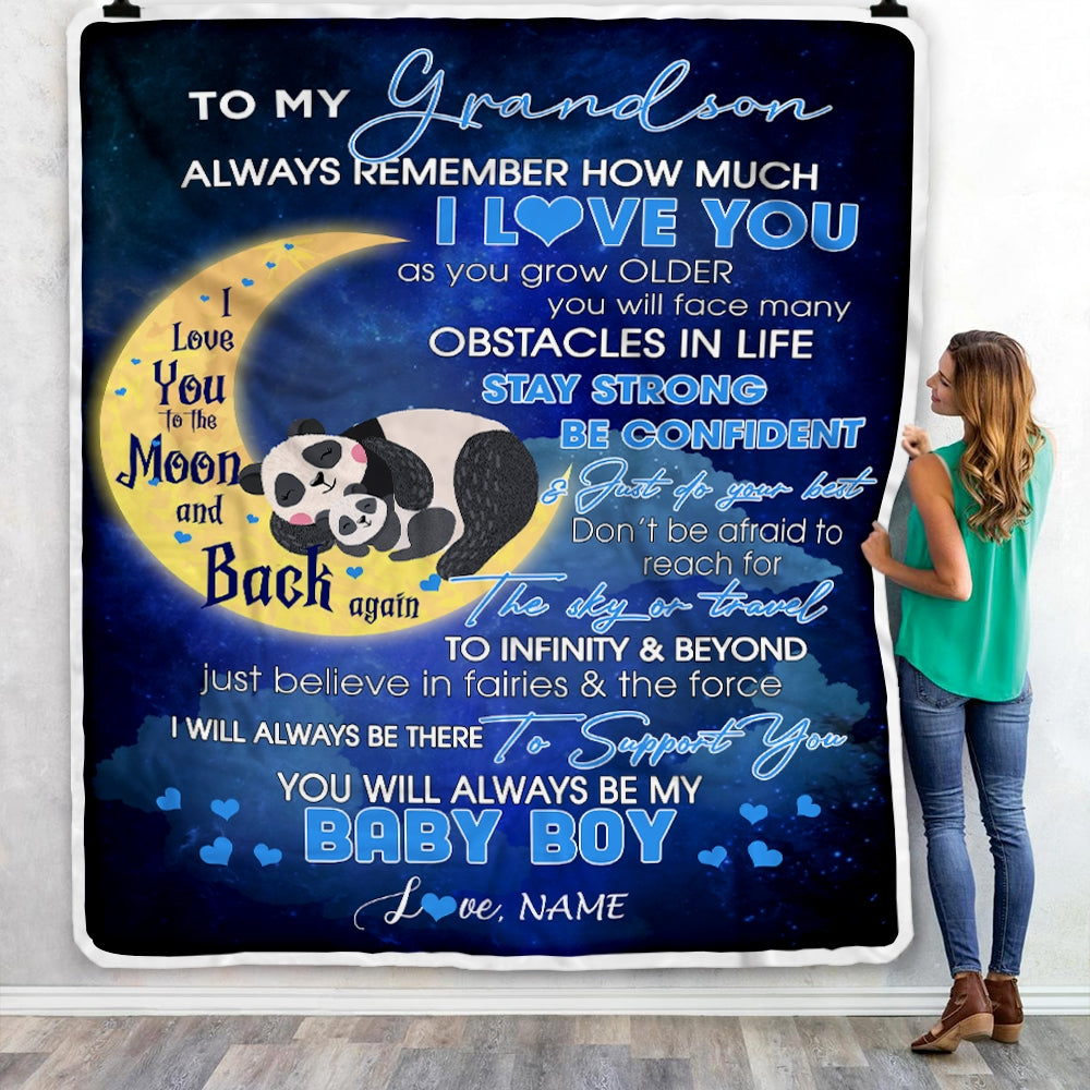 Personalized To My Grandson I Love You Forever From Mom Grandma Grandpa Grandson Birthday Christmas Thanksgiving Graduation Customized Fleece Blanket | siriusteestore