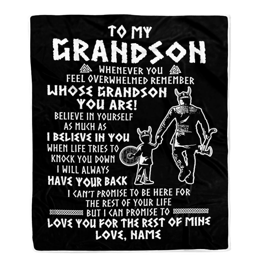 Personalized To My Grandson Viking Blanket From Grandpa Papa Whenever You Feel Overwhelmed Grandson Birthday Christmas Customized Bed Fleece Blanket | siriusteestore