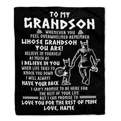 Personalized To My Grandson Viking Blanket From Grandpa Papa Whenever You Feel Overwhelmed Grandson Birthday Christmas Customized Bed Fleece Blanket | siriusteestore