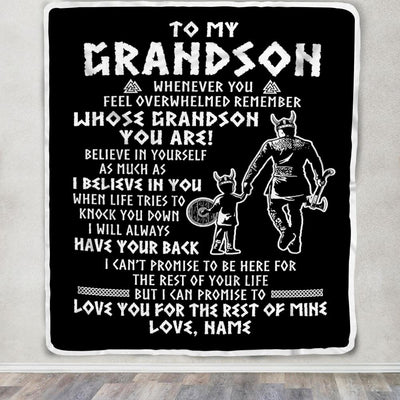 Personalized To My Grandson Viking Blanket From Grandpa Papa Whenever You Feel Overwhelmed Grandson Birthday Christmas Customized Bed Fleece Blanket | siriusteestore