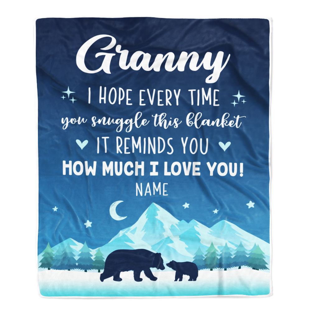 Personalized To My Granny Blanket From Granddaughter Grandson I Hope Every Time Bear Granny Birthday Mothers Day Christmas Customized Fleece Blanket | siriusteestore