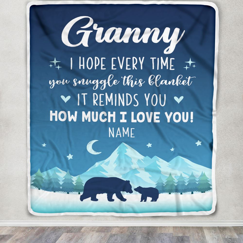 Personalized To My Granny Blanket From Granddaughter Grandson I Hope Every Time Bear Granny Birthday Mothers Day Christmas Customized Fleece Blanket | siriusteestore