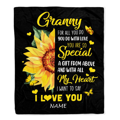 Personalized To My Granny Blanket From Grandkids Granddaughter I Want To Say I Love You Sunfower Granny Birthday Mothers Day Christmas Fleece Throw Blanket | siriusteestore