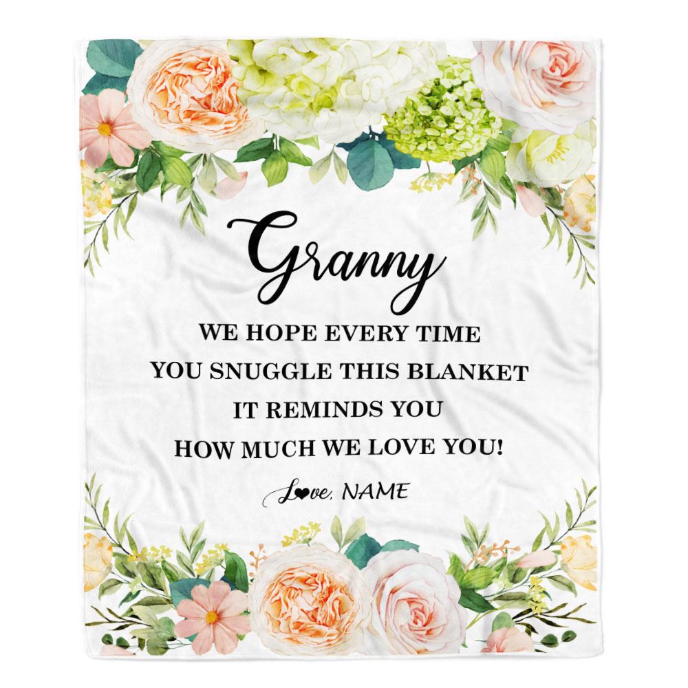 Personalized To My Granny Blanket From Grandkids How Much We Love You Flower Granny Birthday Mothers Day Christmas Customized Fleece Throw Blanket | siriusteestore