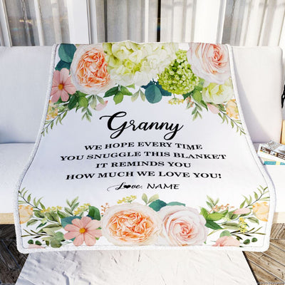 Personalized To My Granny Blanket From Grandkids How Much We Love You Flower Granny Birthday Mothers Day Christmas Customized Fleece Throw Blanket | siriusteestore