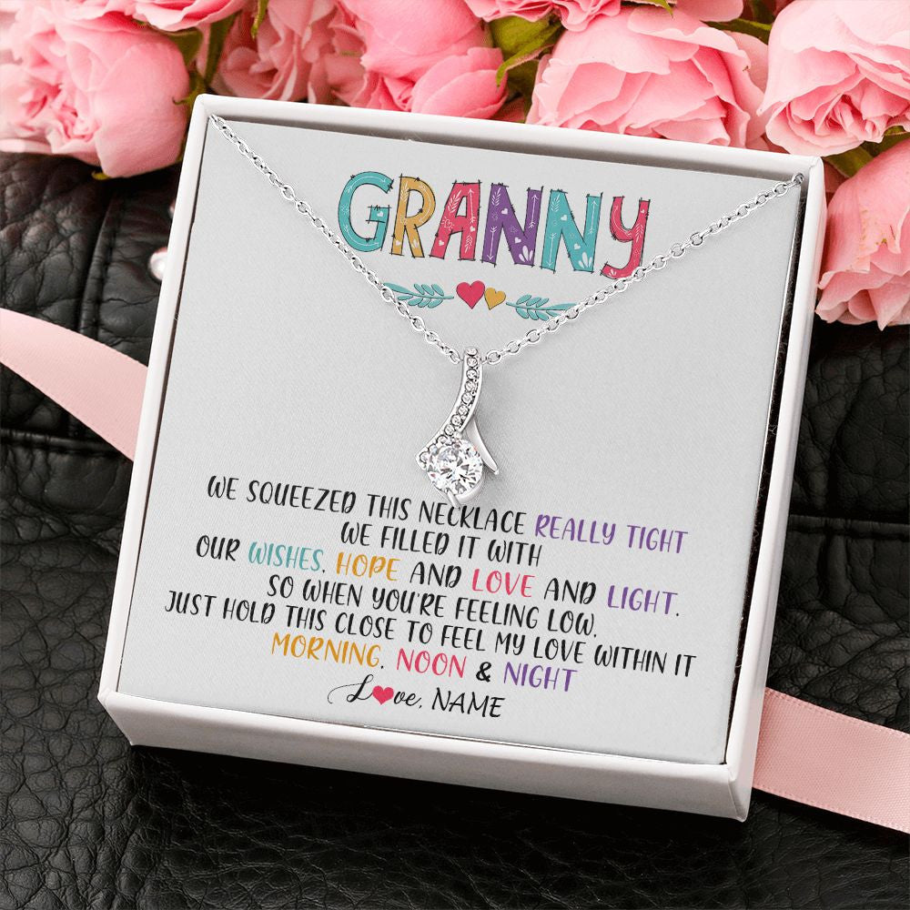 Alluring Beauty Necklace | Personalized To My Granny Necklace From Grandkids Granddaughter We Squeezed This Necklace Granny Birthday Mothers Day Customized Gift Box Message Card | siriusteestore
