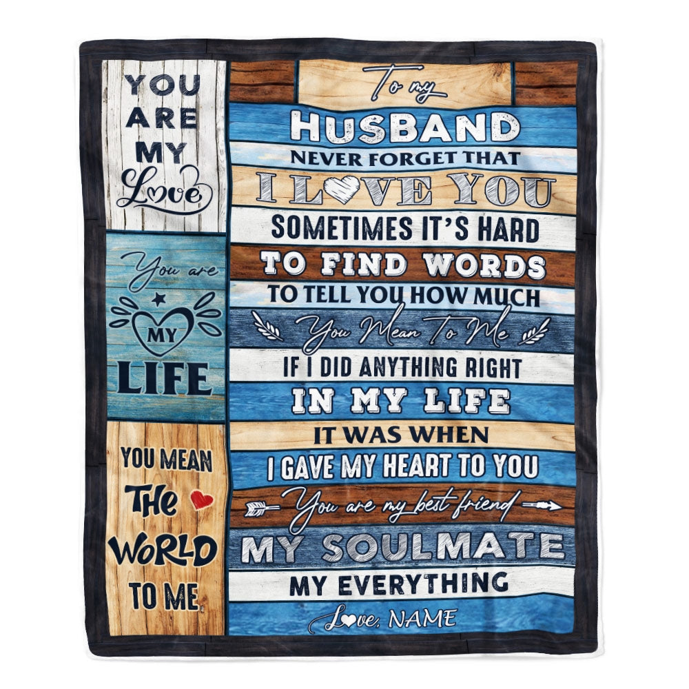 Personalized To My Husband Blanket From Wife Never Forget I Love You Husband Birthday Anniversary Valentines Day Christmas Customized Fleece Throw Blanket | siriusteestore