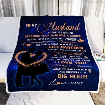 Personalized To My Husband Blanket From Wife Thank you It A Big Hug Husband Anniversary Wedding Day Valentines Day Christmas Fleece Throw Blanket | siriusteestore