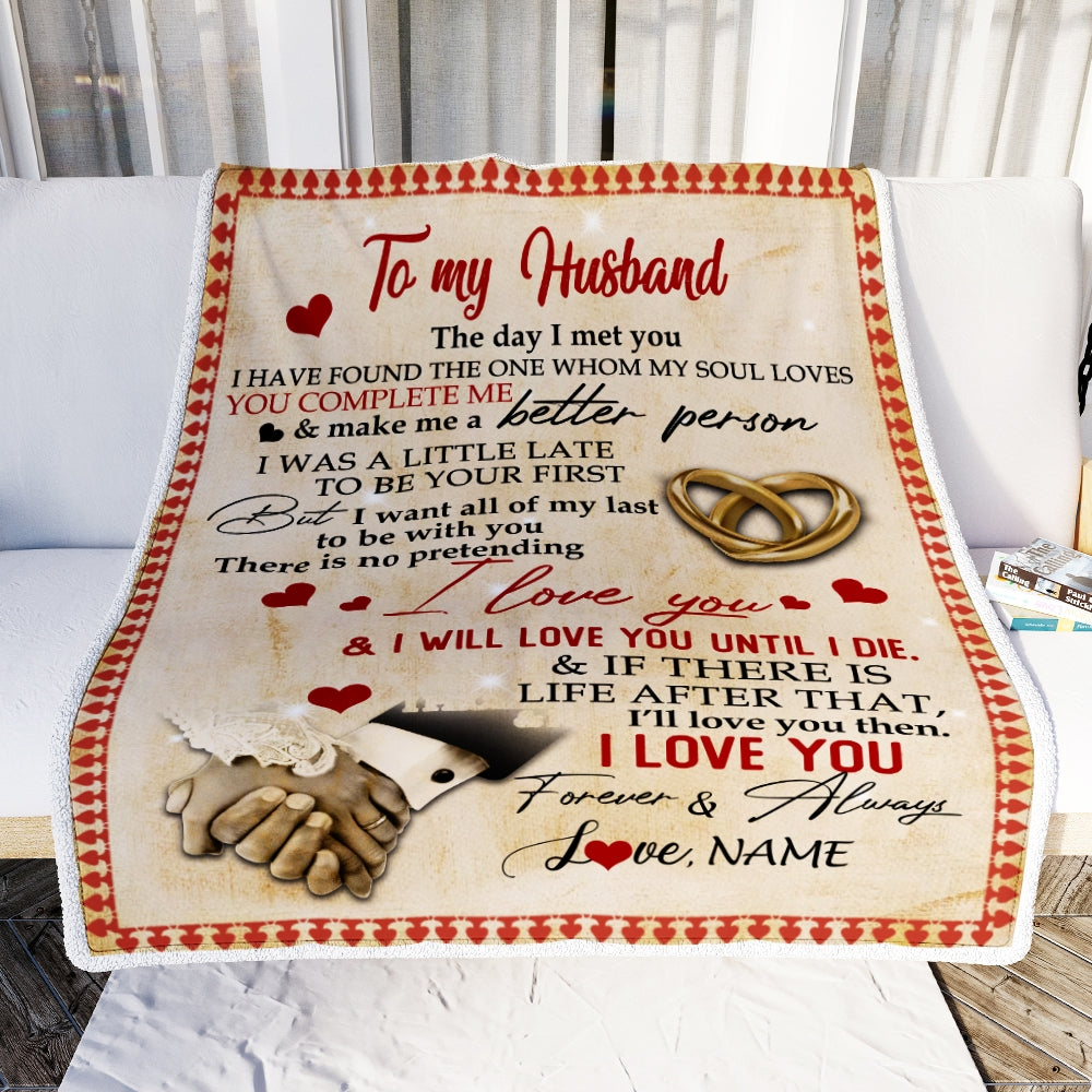 Personalized To My Husband Blanket From Wife The Day I Met You I Have Found The One Whom My Soul Loves Wedding Anniversary Birthday Christmas Fleece Blanket | siriusteestore