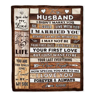 Personalized To My Husband Blanket From Wife Wood You Are My Love My Life Husband Anniversary Wedding Valentines Day Christmas Fleece Throw Blanket | siriusteestore