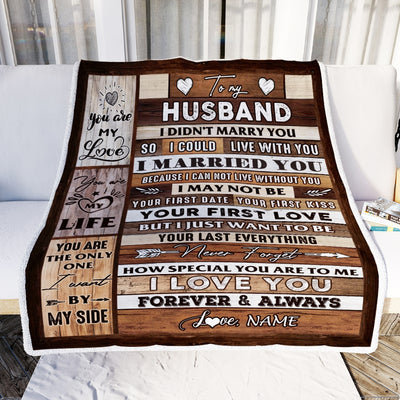 Personalized To My Husband Blanket From Wife Wood You Are My Love My Life Husband Anniversary Wedding Valentines Day Christmas Fleece Throw Blanket | siriusteestore