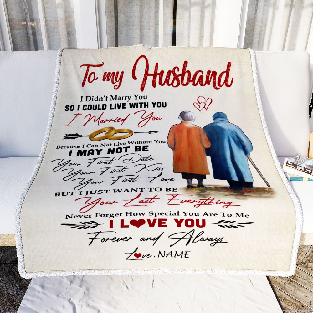 Personalized To My Husband Blanket from Wife I Married You Husband Birthday Anniversary Valentines Day Christmas Customized Bed Fleece Throw Blanket | siriusteestore