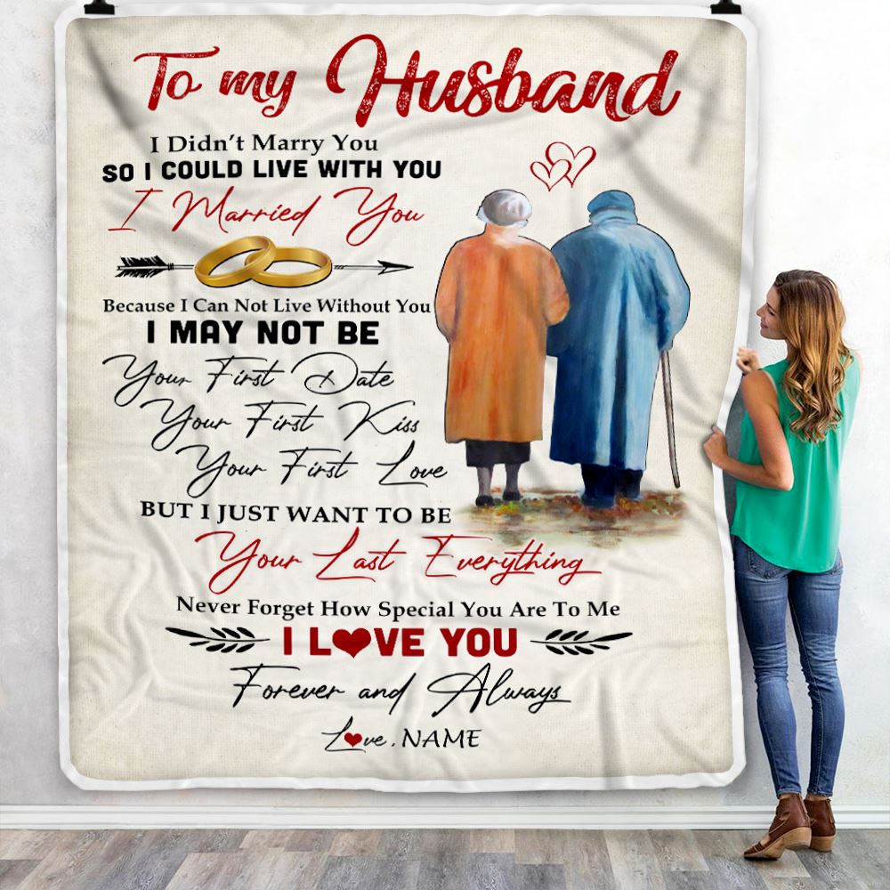 Personalized To My Husband Blanket from Wife I Married You Husband Birthday Anniversary Valentines Day Christmas Customized Bed Fleece Throw Blanket | siriusteestore