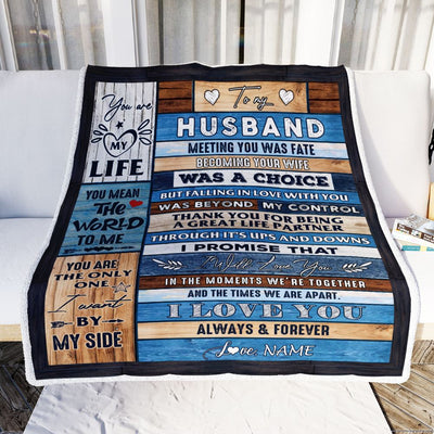 Personalized To My Husband Blanket from Wife Wood You Are My Life Husband Birthday Anniversary Valentines Day Christmas Customized Bed Fleece Throw Blanket | siriusteestore
