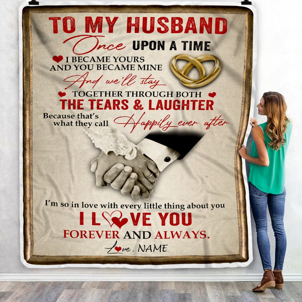 Personalized To My Husband Blankets From Wife I became Yours You Became Mine I Love You Birthday Wedding Anniversary Christmas Customized Fleece Blanket | siriusteestore