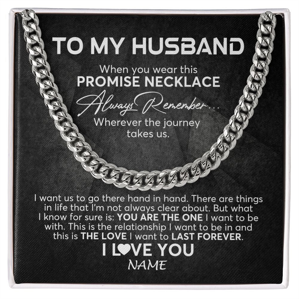 Cuban Link Chain Necklace | Personalized To My Husband Cuban Necklace From Wife Always Remember Husband Birthday Anniversary Valentines Day Christmas Customized Gift Box Message Card | siriusteestore