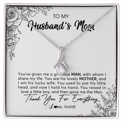 Alluring Beauty Necklace | Personalized To My Husband's Mom Necklace From Daughter You Are His Lovely Mother In Law Mothers Day Birthday Christmas Customized Gift Box Message Card | siriusteestore