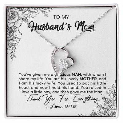 Forever Love Necklace | Personalized To My Husband's Mom Necklace From Daughter You Are His Lovely Mother In Law Mothers Day Birthday Christmas Customized Gift Box Message Card | siriusteestore