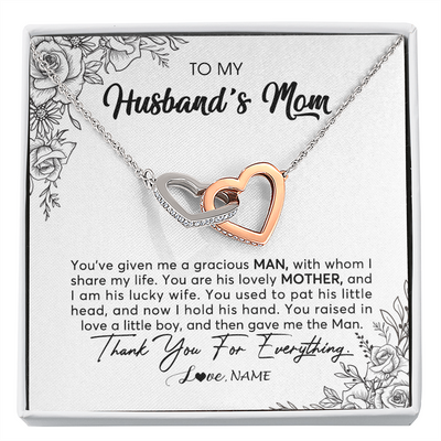Interlocking Hearts Necklace | Personalized To My Husband's Mom Necklace From Daughter You Are His Lovely Mother In Law Mothers Day Birthday Christmas Customized Gift Box Message Card | siriusteestore