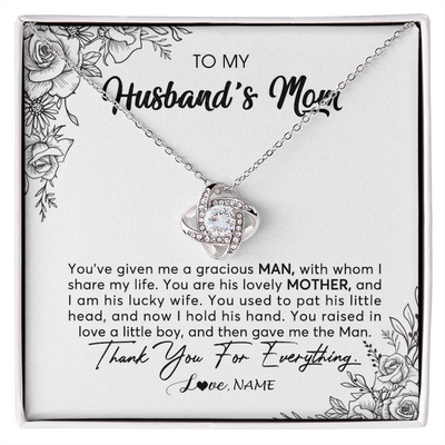Love Knot Necklace | Personalized To My Husband's Mom Necklace From Daughter You Are His Lovely Mother In Law Mothers Day Birthday Christmas Customized Gift Box Message Card | siriusteestore