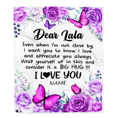 Personalized To My Lala Blanket From Granddaughter Grandson Butterfly Love And Appreciate Lala Birthday Mothers Day Christmas Customized Fleece Throw Blanket | siriusteestore
