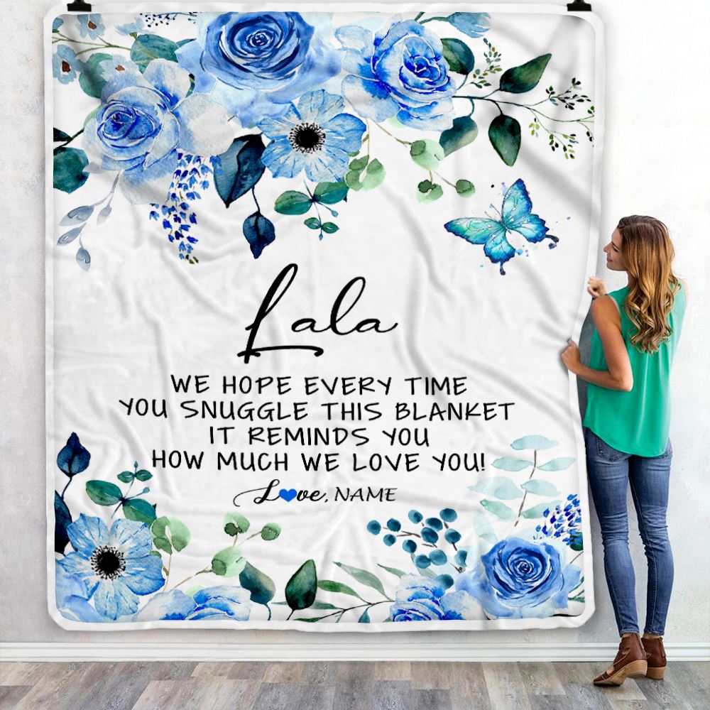 Personalized To My Lala Blanket From Grandkids Floral How Much We Love You Lala Birthday Mothers Day Christmas Customized Fleece Throw Blanket | siriusteestore