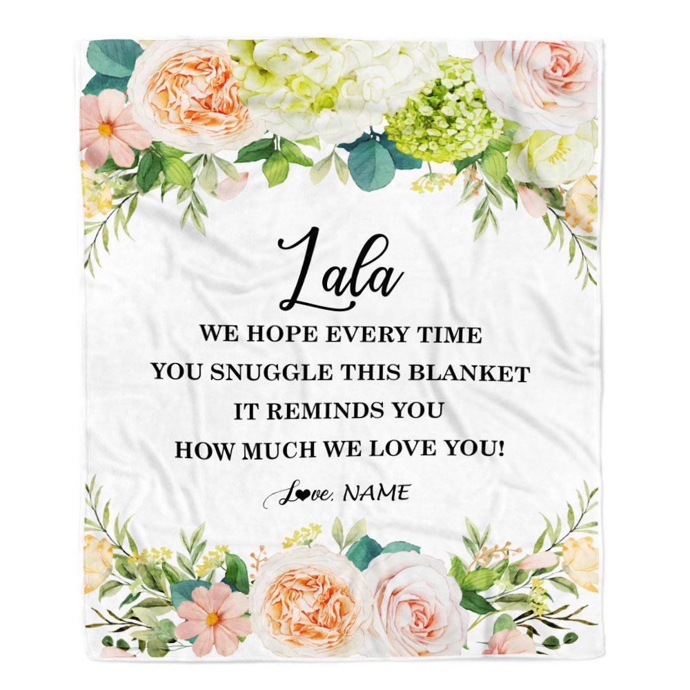 Personalized To My Lala Blanket From Grandkids How Much We Love You Flower Lala Birthday Mothers Day Christmas Customized Fleece Throw Blanket | siriusteestore