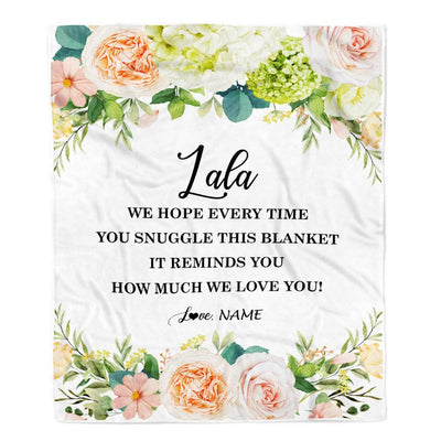 Personalized To My Lala Blanket From Grandkids How Much We Love You Flower Lala Birthday Mothers Day Christmas Customized Fleece Throw Blanket | siriusteestore