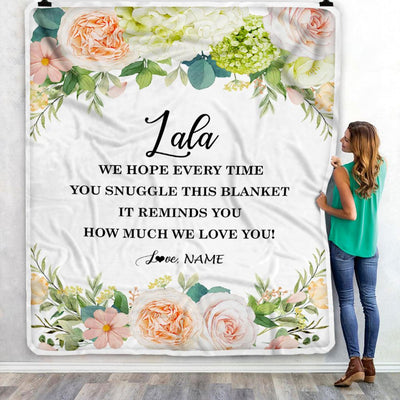 Personalized To My Lala Blanket From Grandkids How Much We Love You Flower Lala Birthday Mothers Day Christmas Customized Fleece Throw Blanket | siriusteestore