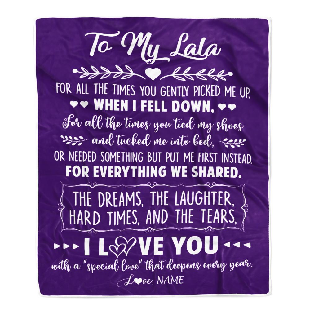 Personalized To My Lala Blanket From Grandkids I Love You With A Special Love Mamaw Birthday Mothers Day Christmas Customized Fleece Throw Blanket | siriusteestore
