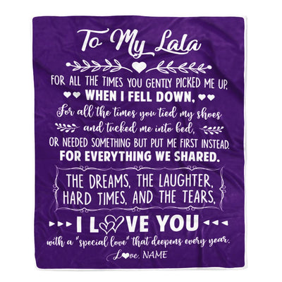 Personalized To My Lala Blanket From Grandkids I Love You With A Special Love Mamaw Birthday Mothers Day Christmas Customized Fleece Throw Blanket | siriusteestore