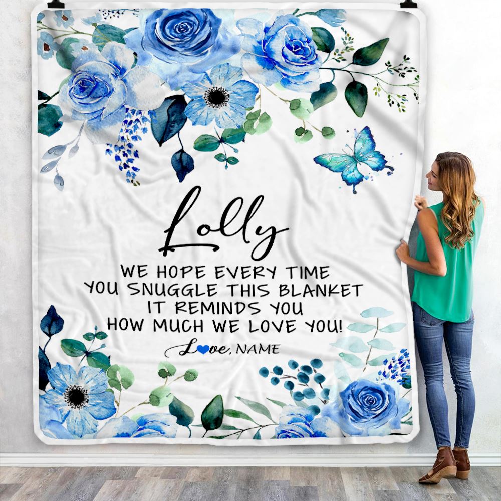 Personalized To My Lolly Blanket From Grandkids Floral How Much We Love You Lolly Birthday Mothers Day Christmas Customized Fleece Throw Blanket | siriusteestore