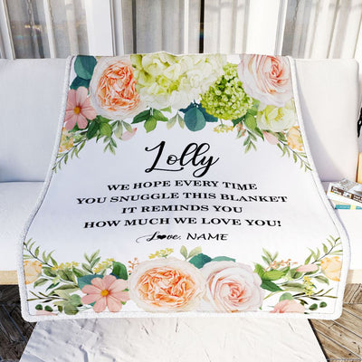 Personalized To My Lolly Blanket From Grandkids How Much We Love You Flower Lolly Birthday Mothers Day Christmas Customized Fleece Throw Blanket | siriusteestore