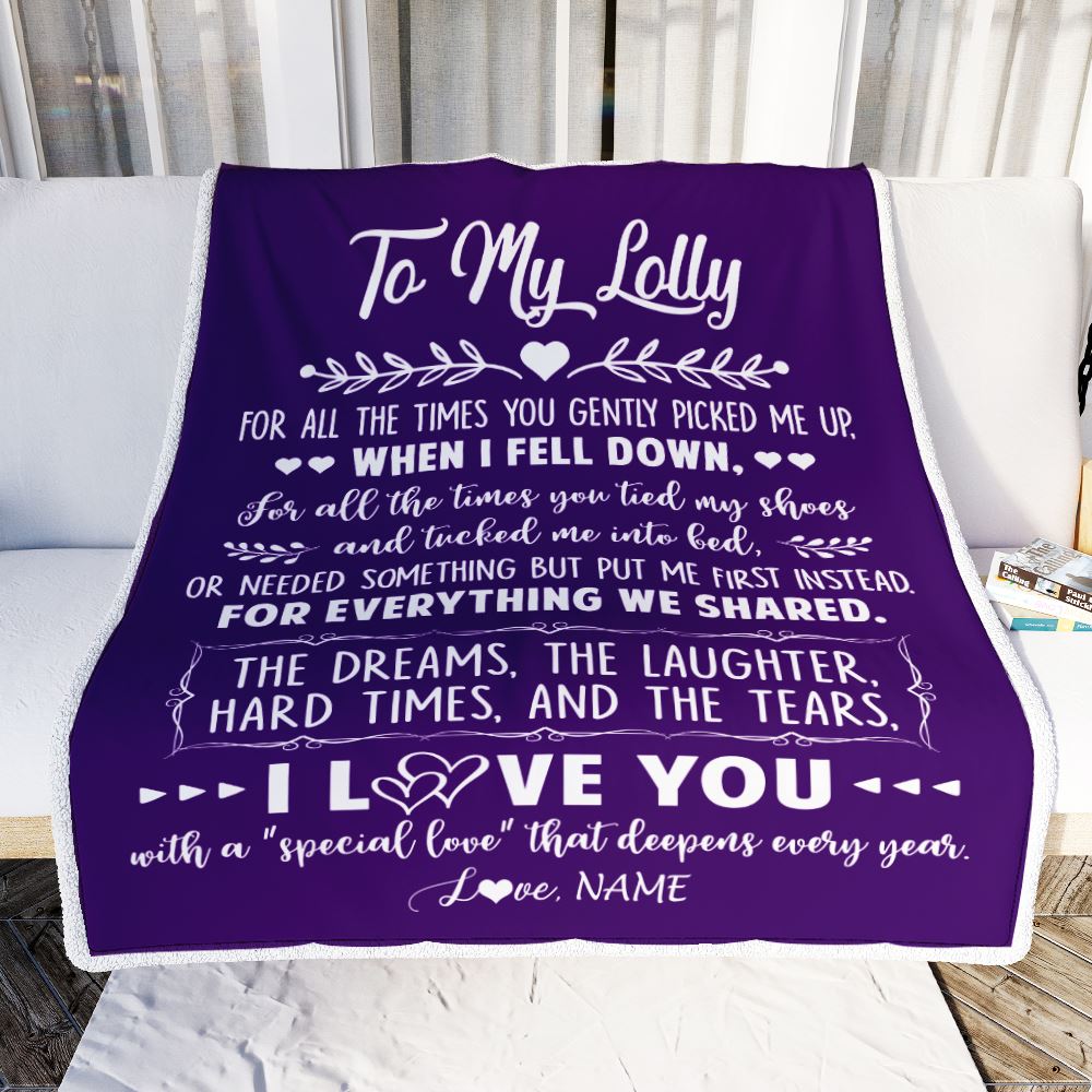 Personalized To My Lolly Blanket From Grandkids I Love You With A Special Love Mawmaw Birthday Mothers Day Christmas Customized Fleece Throw Blanket | siriusteestore