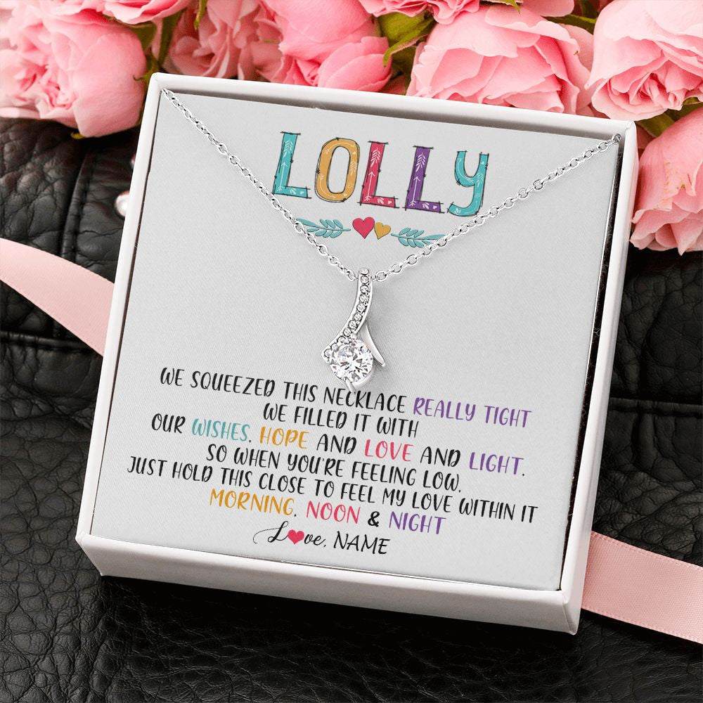 Alluring Beauty Necklace | Personalized To My Lolly Necklace From Grandkids Granddaughter We Squeezed This Necklace Lolly Birthday Mothers Day Jewelry Customized Gift Box Message Card | siriusteestore