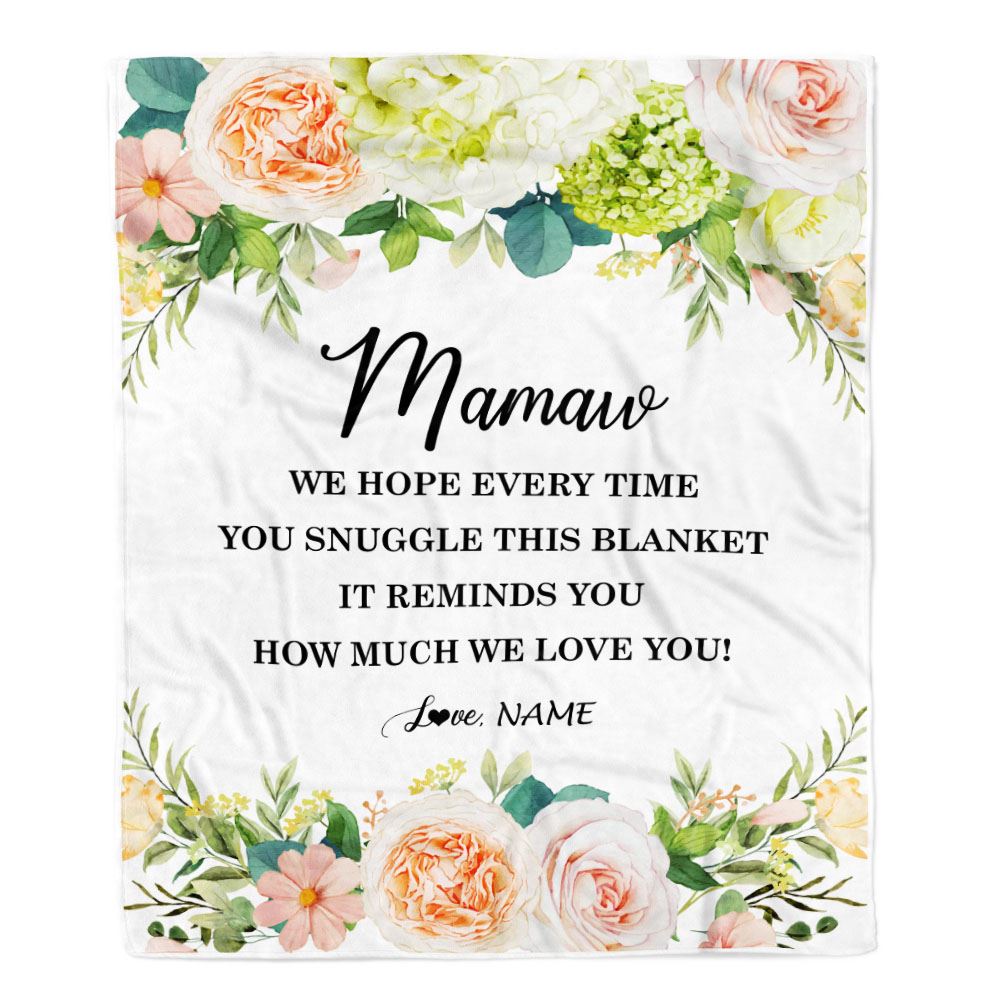 Personalized To My Mamaw Blanket From Grandkids How Much We Love You Flower Mamaw Birthday Mothers Day Christmas Customized Fleece Throw Blanket | siriusteestore