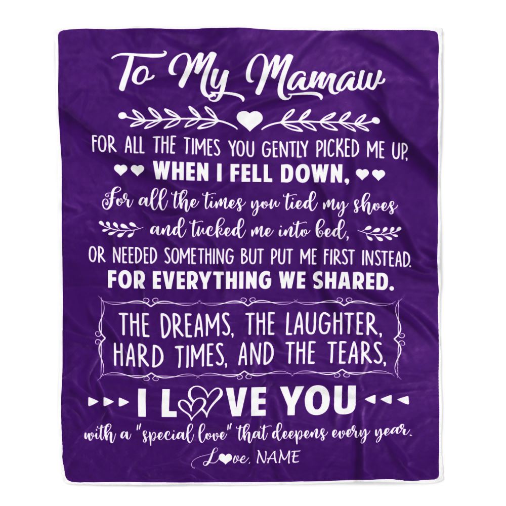 Personalized To My Mamaw Blanket From Grandkids I Love You With A Special Love Mamaw Birthday Mothers Day Christmas Customized Fleece Throw Blanket | siriusteestore