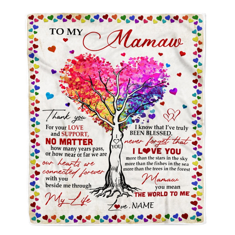 Personalized To My Mamaw Blanket From Grandkids Never Forget That I Love You You Mean The World to Me Mamaw Birthday Mothers Day Christmas Fleece Blanket | siriusteestore