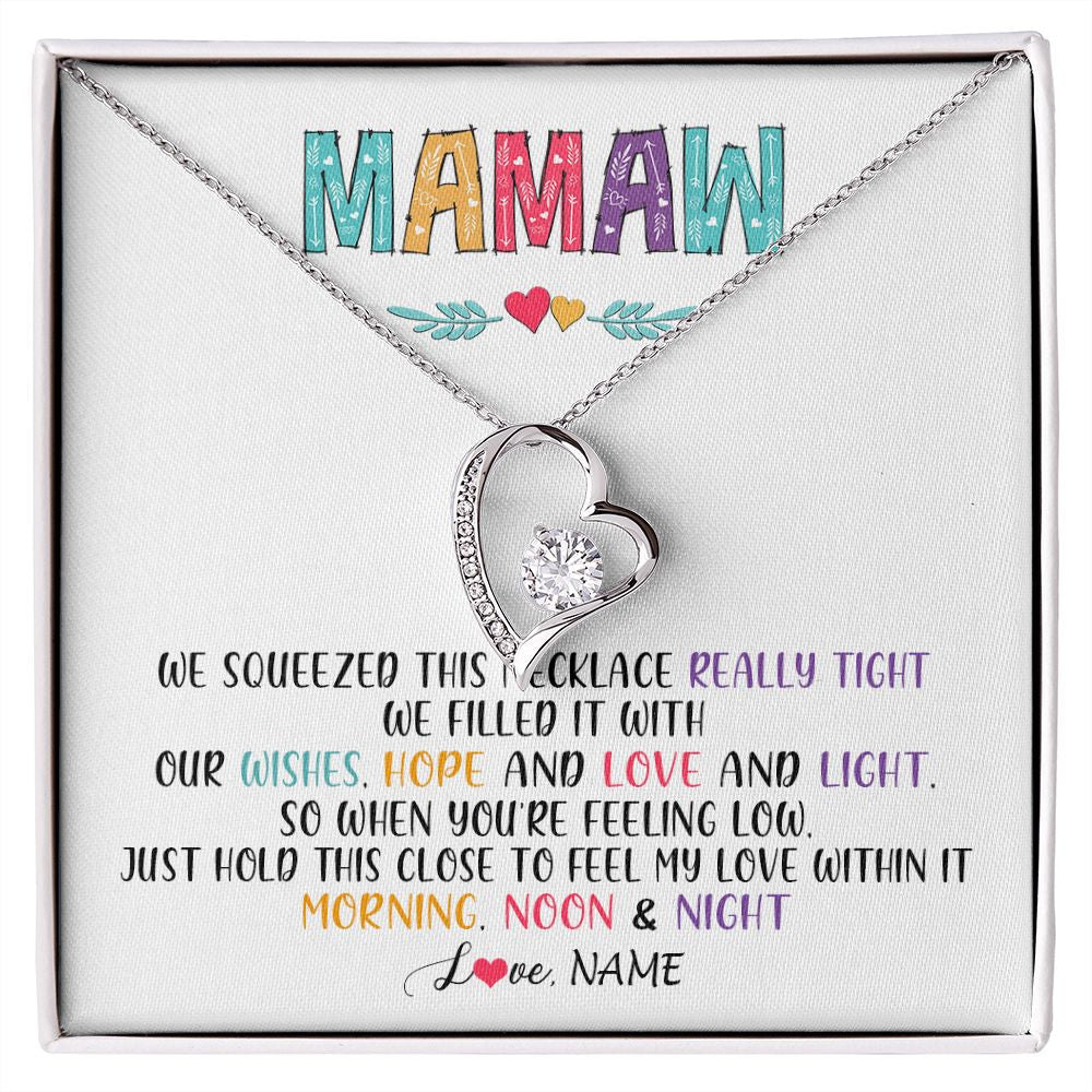 Forever Love Necklace | Personalized To My Mamaw Necklace From Grandkids Granddaughter We Squeezed This Necklace Mamaw Birthday Mothers Day Jewelry Customized Gift Box Message Card | siriusteestore